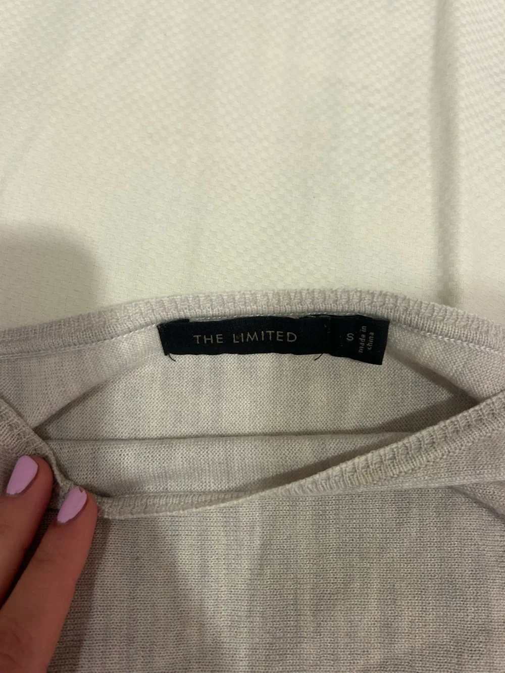 The Limited Light Gray Long Sleeve Top - Slim Crewneck